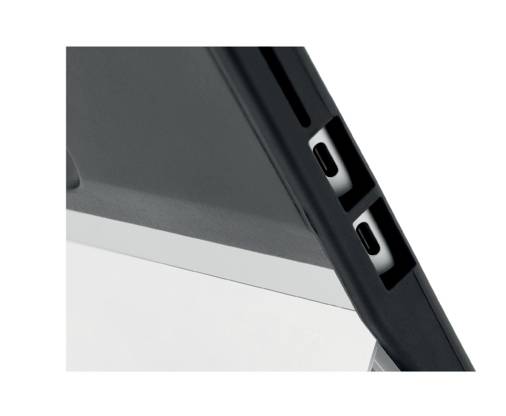 Laptop mit zwei USB-C-Ports an der Seite.