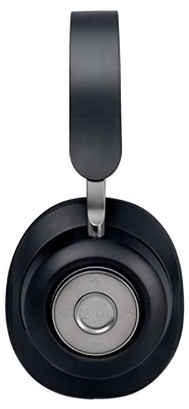 Ein schwarzer Over-Ear-Kopfhörer mit Bedientasten auf der Ohrmuschel.