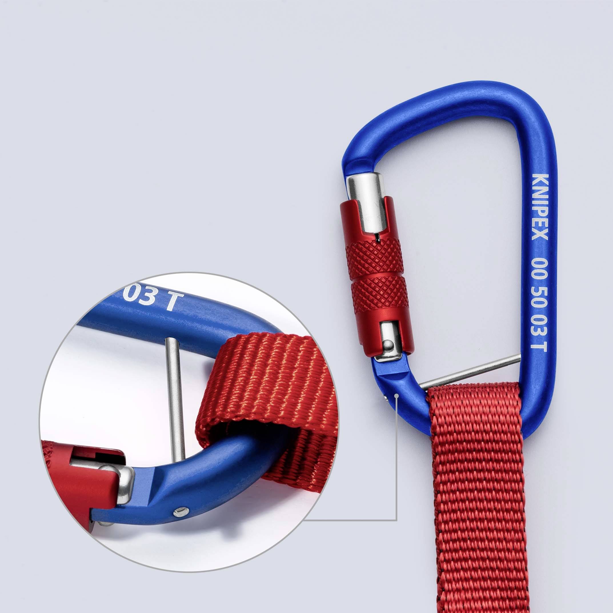 Knipex 00 50 13 T BK 00 50 13 T BK Adapterschlaufen mit fixiertem Materialkarabiner Zur Werkzeug-Absturzsicherung 186mm
