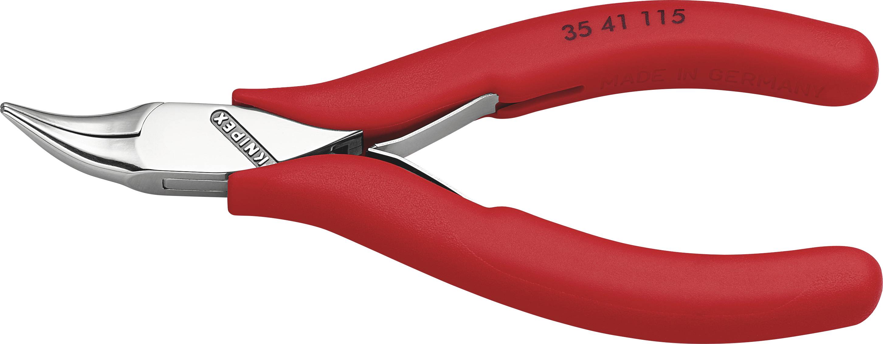 Rote Zange mit gebogenen Schneiden und silbernem Gelenk. Werkzeug zum Schneiden von Drähten oder ähnlichem Material.