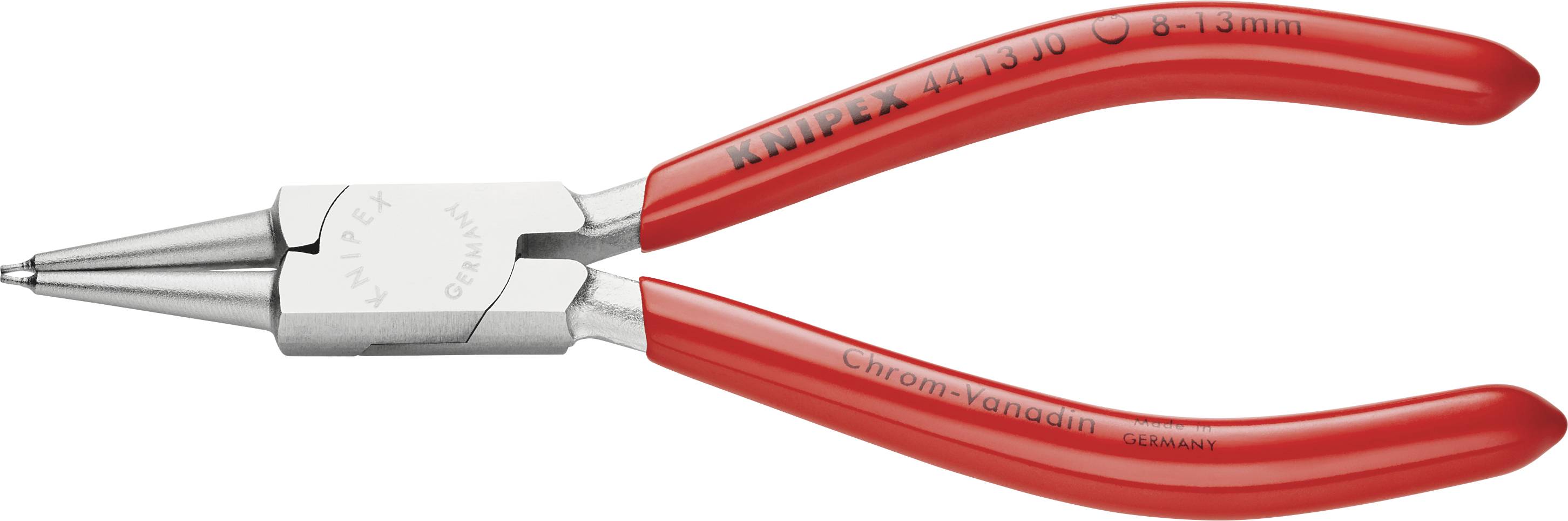 Rundzange mit roten Griffen, geeignet zum Biegen von Draht oder Halten kleiner Objekte. Geeignet für präzise Arbeiten in Handwerk oder Reparatur.