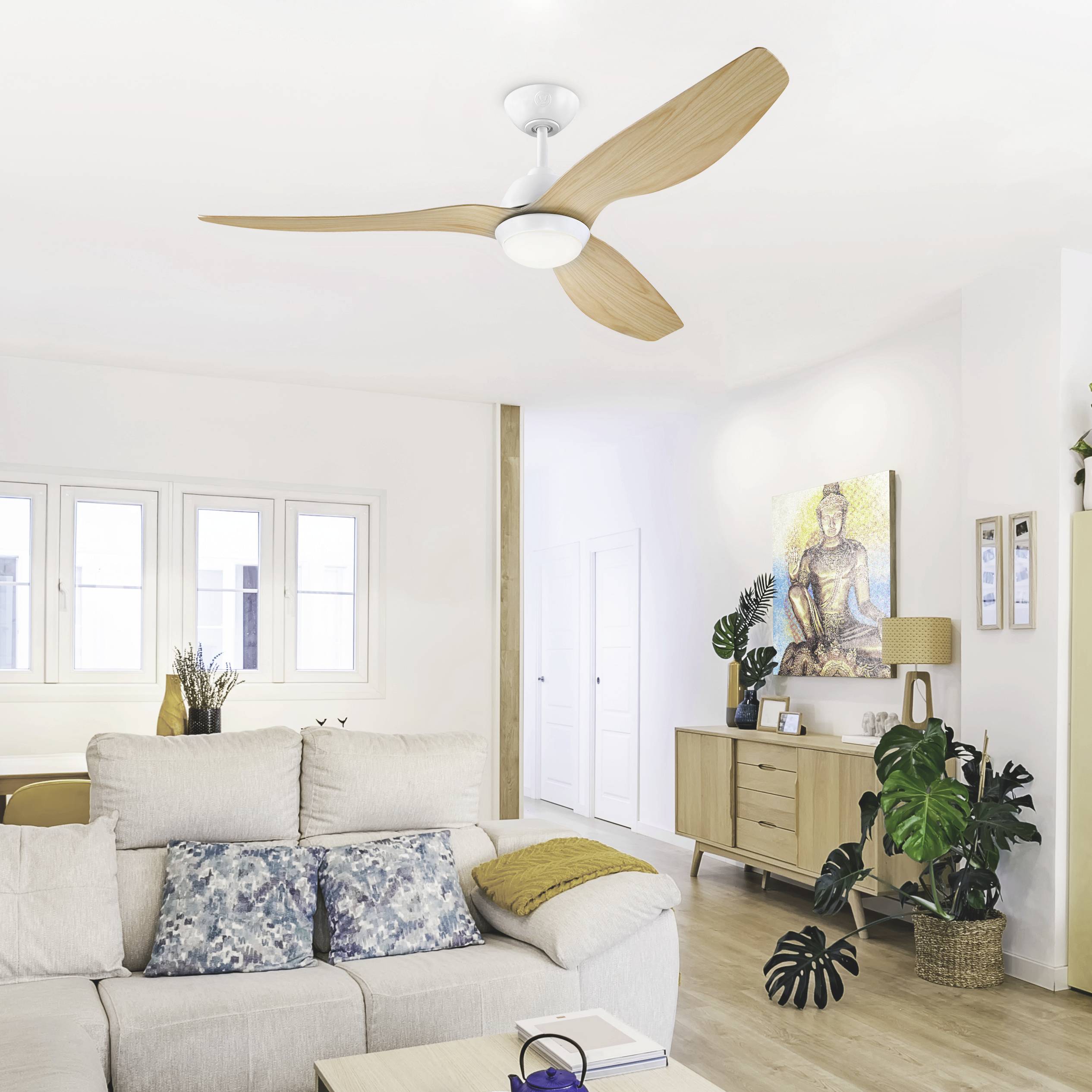 Westinghouse Magnolia Deckenventilator 29 W (Ø x H) 132 cm x 34.7 cm Weiß mit Fernbedienung, mit Beleuchtung