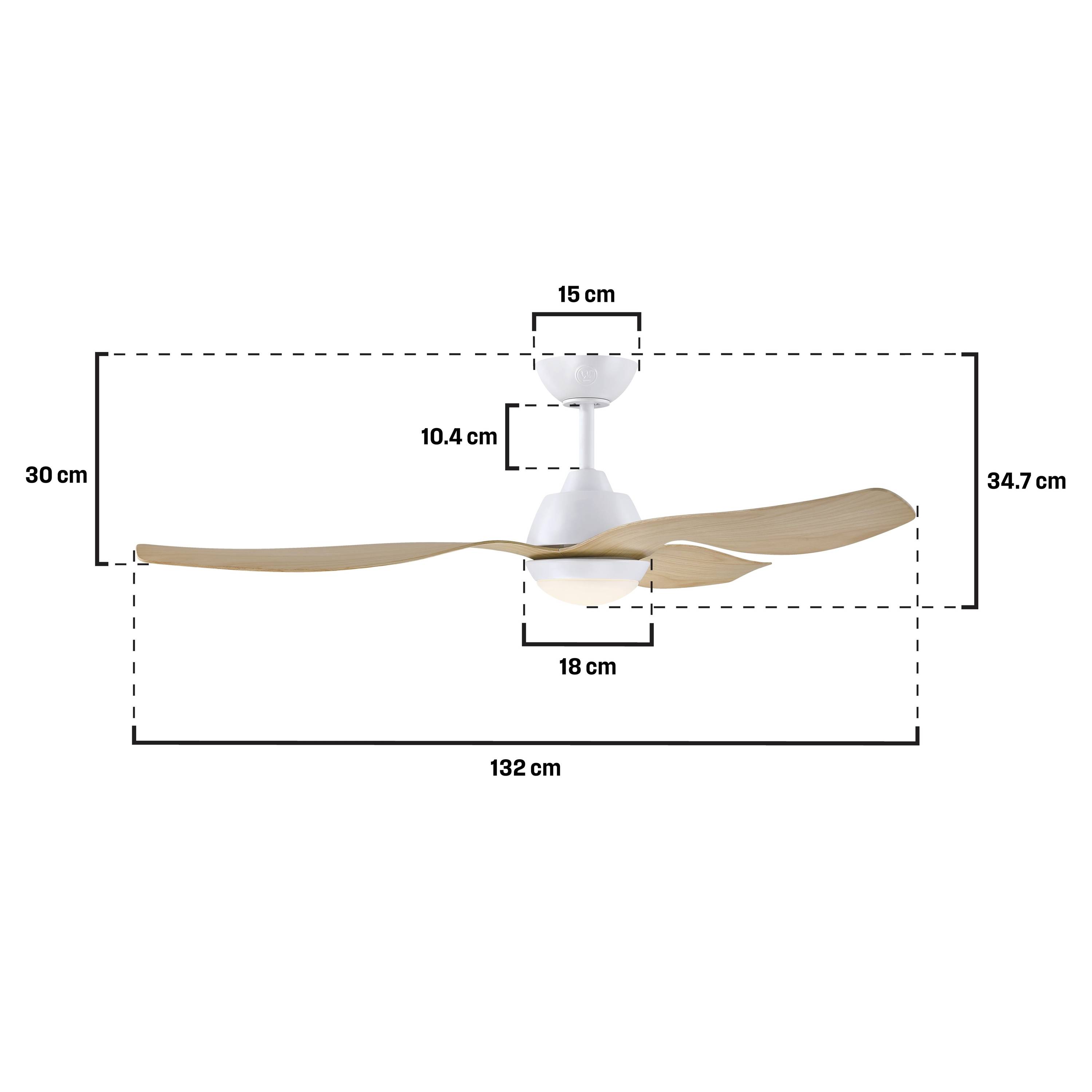 Westinghouse Magnolia Deckenventilator 29 W (Ø x H) 132 cm x 34.7 cm Weiß mit Fernbedienung, mit Beleuchtung
