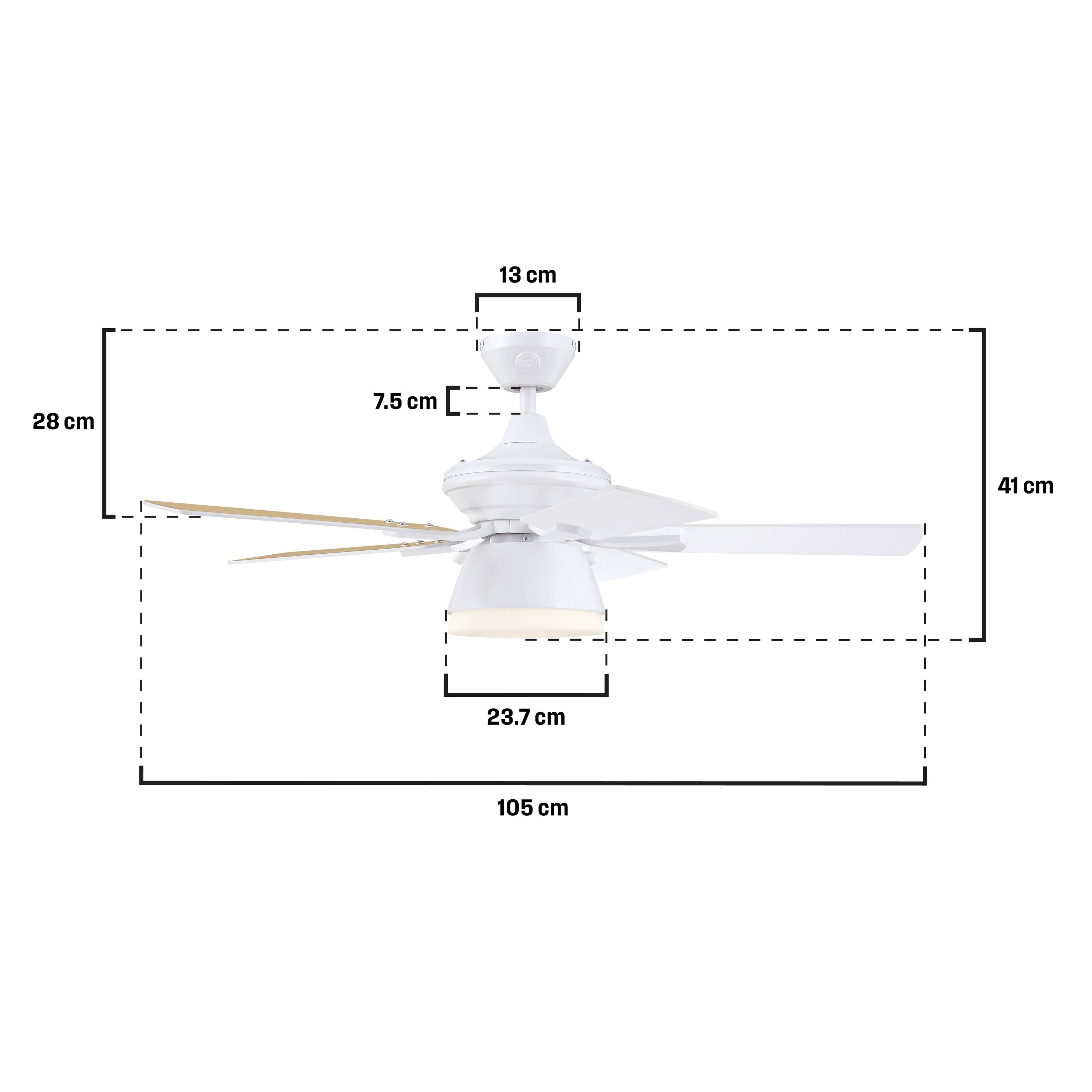 Westinghouse Nevada Deckenventilator 45 W (Ø x H) 105 cm x 41 cm Milchglas