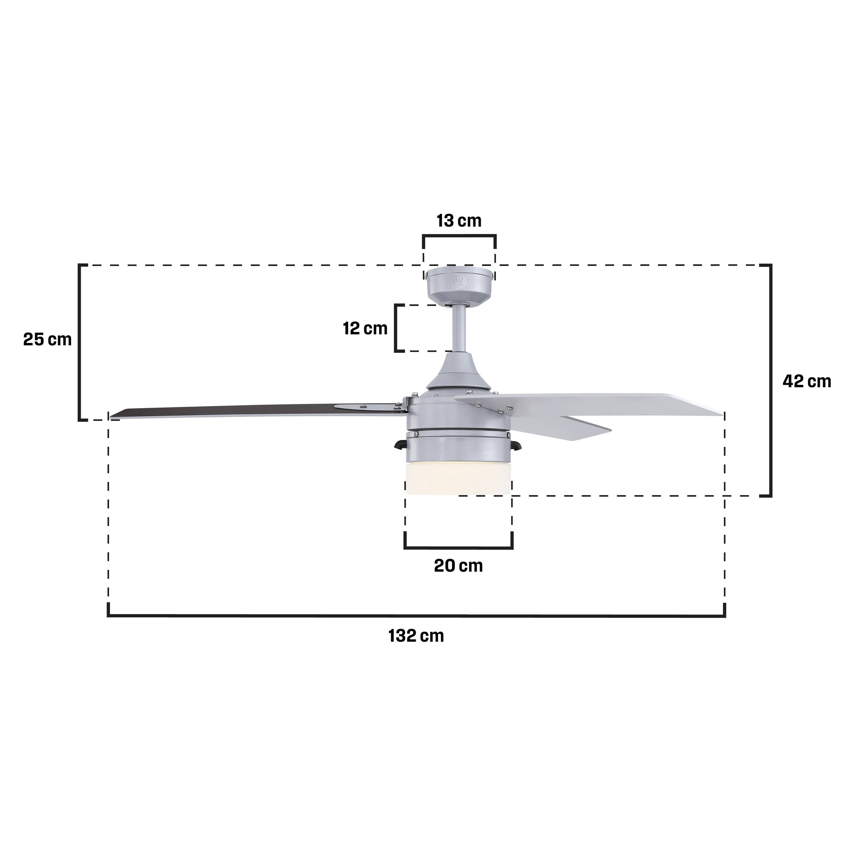 Westinghouse Riverton Deckenventilator 63 W (Ø x H) 132 cm x 42 cm Silber