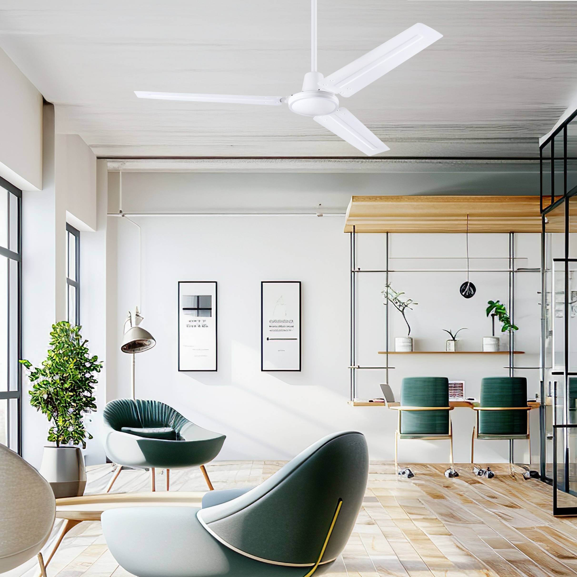 Westinghouse Industrial Deckenventilator 34W (Ø x H) 142cm x 48cm Weiß (matt) mit Fernbedienung