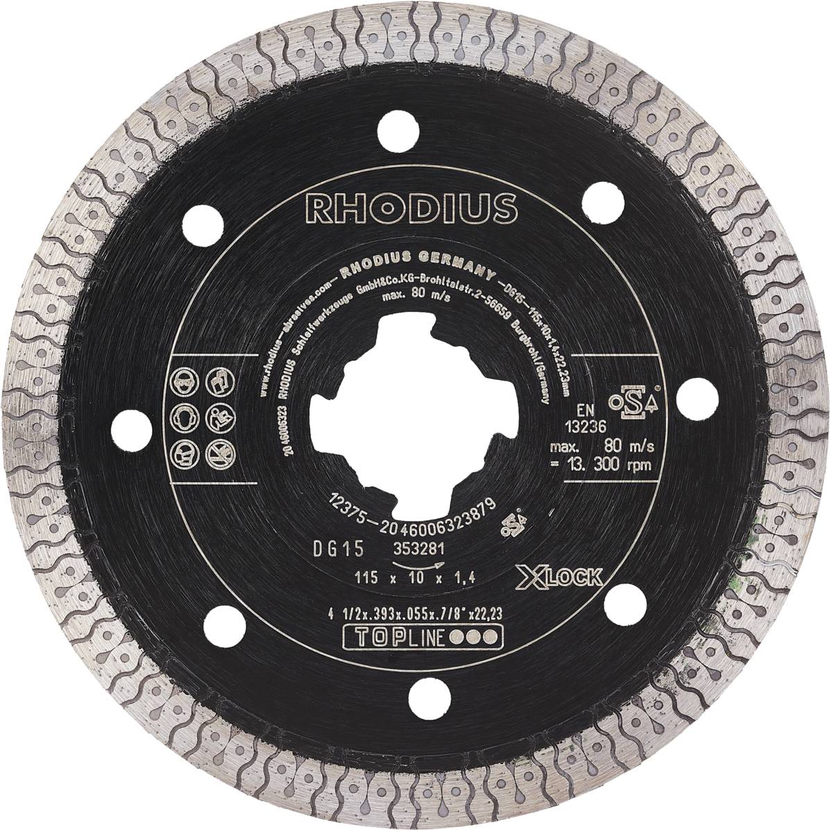 Rhodius DG15 X-LOCK 353281 Diamanttrennscheibe 1 St. Fliesen, Keramik
