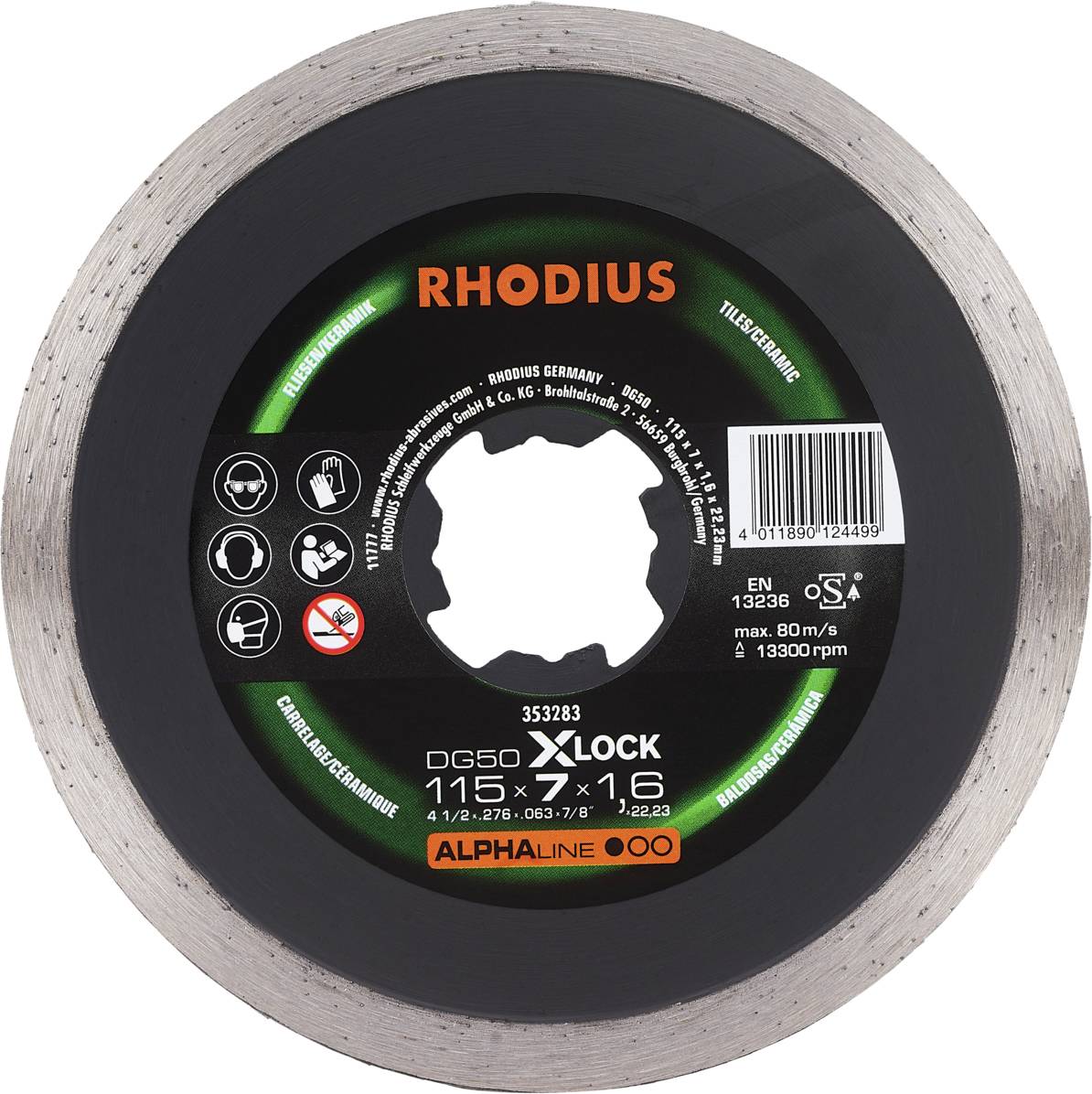 Rhodius DG50 X-LOCK 353283 Diamanttrennscheibe 1 St. Fliesen, Keramik