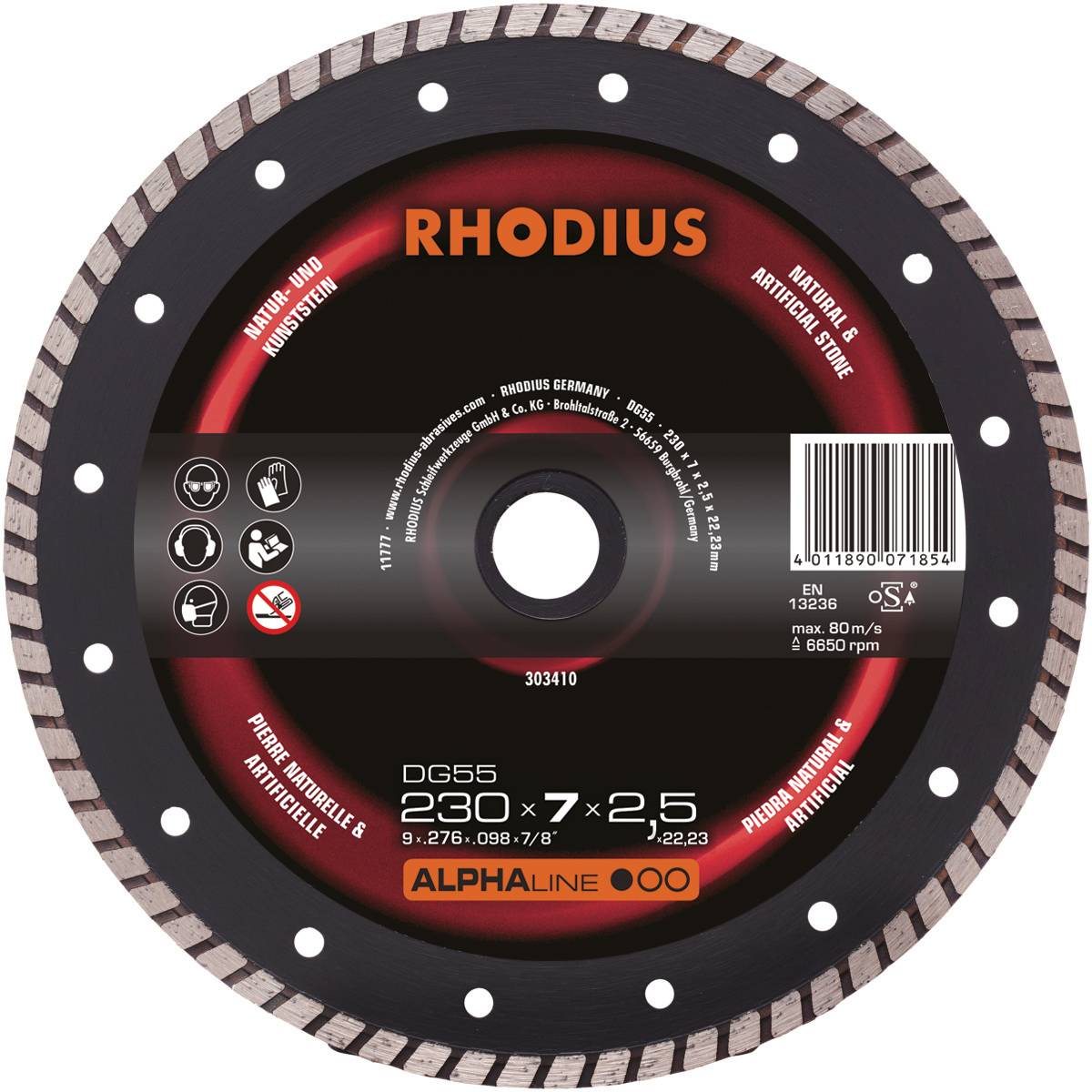Rhodius DG55 303410 Diamanttrennscheibe 1 St. Naturstein