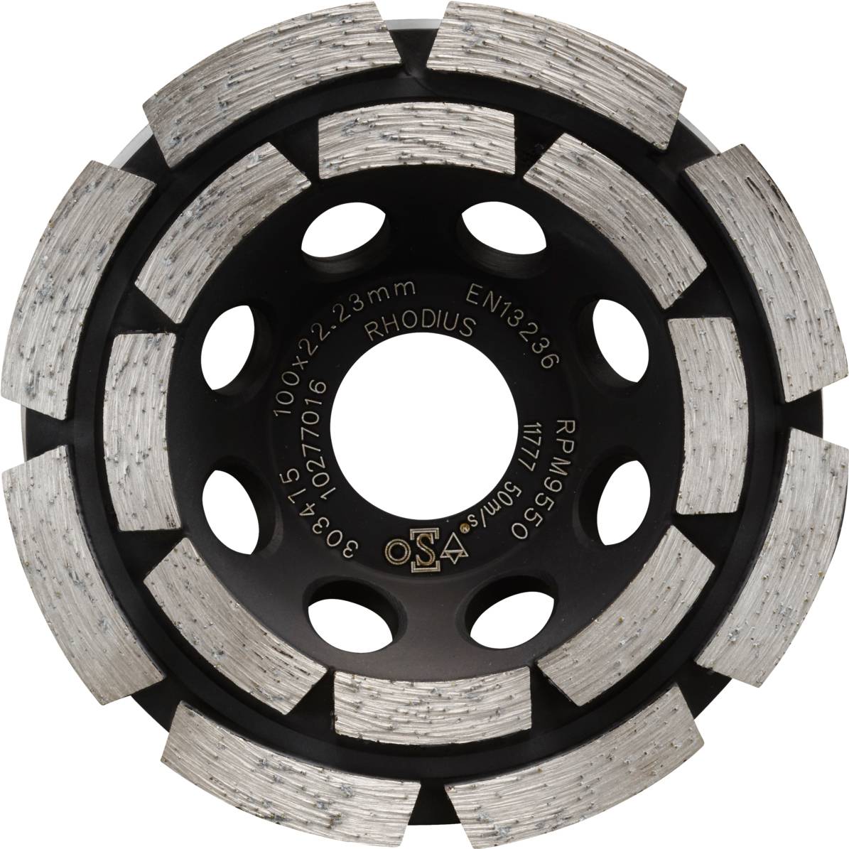 Rhodius 302916 DS10, Diamantschleiftopf 100 x 5,0 x 8,0 x 22,23 mm, Diamantschleiftopf, PROline, für Beton DS10 1St.