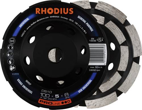 Rhodius 302927 DS10, Diamantschleiftopf 100 x 5,0 x 8,0 x M14 mm, Diamantschleiftopf, PROli