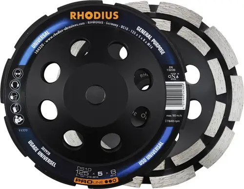 Rhodius 302928 DS10, Diamantschleiftopf 125 x 5,0 x 8,0 x M14 mm, Diamantschleiftopf, PROli