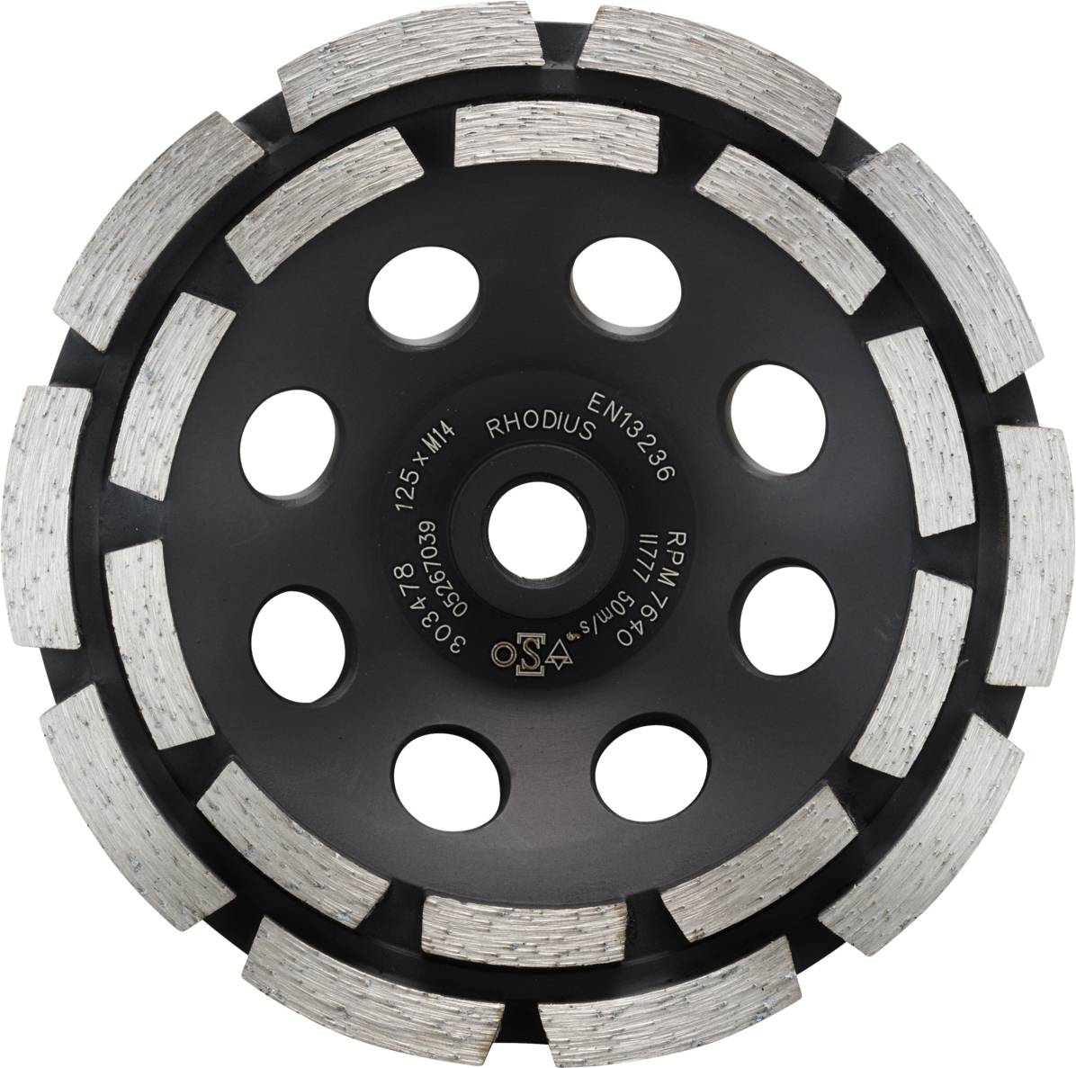 Rhodius 302928 DS10, Diamantschleiftopf 125 x 5,0 x 8,0 x M14 mm, Diamantschleiftopf, PROline, für Beton DS10 1St.