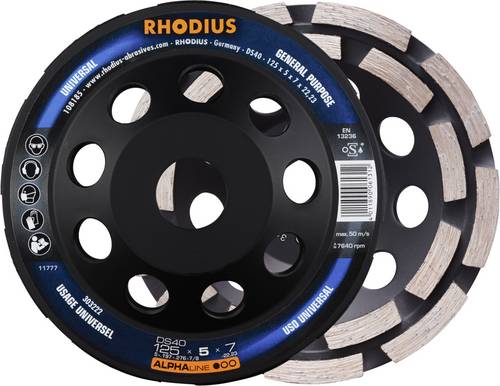 Rhodius 303222 DS40, Diamantschleiftopf 125 x 5,0 x 7,0 x 22,23 mm, Diamantschleiftopf, ALP