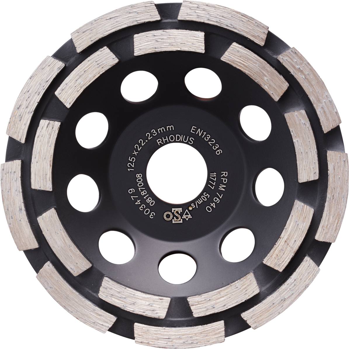 Rhodius 303222 DS40, Diamantschleiftopf 125 x 5,0 x 7,0 x 22,23 mm, Diamantschleiftopf, ALPHAline, für Beton DS40 1St.