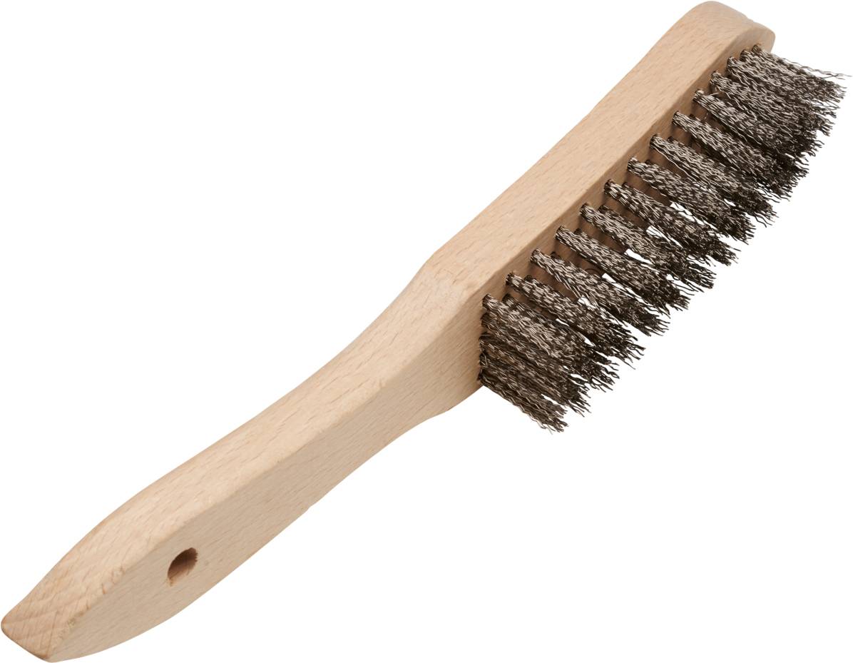 Holzgriff-Bürste mit Metallborsten, geeignet für die Reinigung von Oberflächen oder zur Entfernung von Rost.