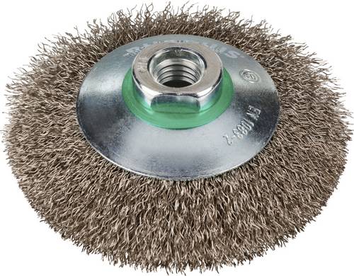 Rhodius EKBW, 10 Stück Kegelbürste 100 x 20 x 20 x M14 mm, gewellt, TOPline, für Edelstahl
