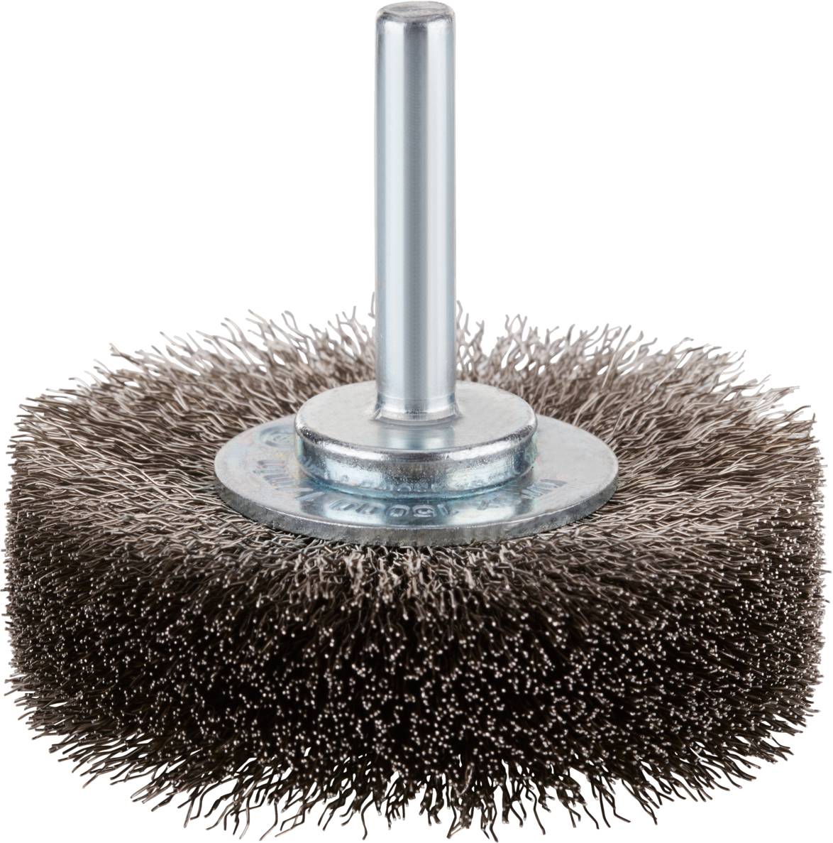 Metall-Drahtbürstenaufsatz mit dichten Borsten und Metallstift, geeignet für die Reinigung von Oberflächen oder das Entfernen von Rost.