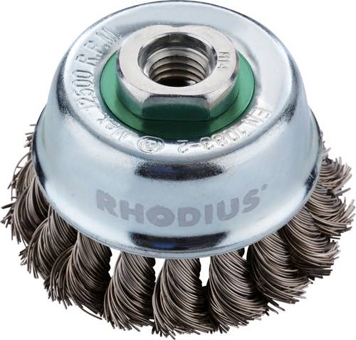 Rhodius ETBZ, Topfbürste 65 x 20 x M14, gezopft, TOPline, Made in Germany, für Edelstahl, S