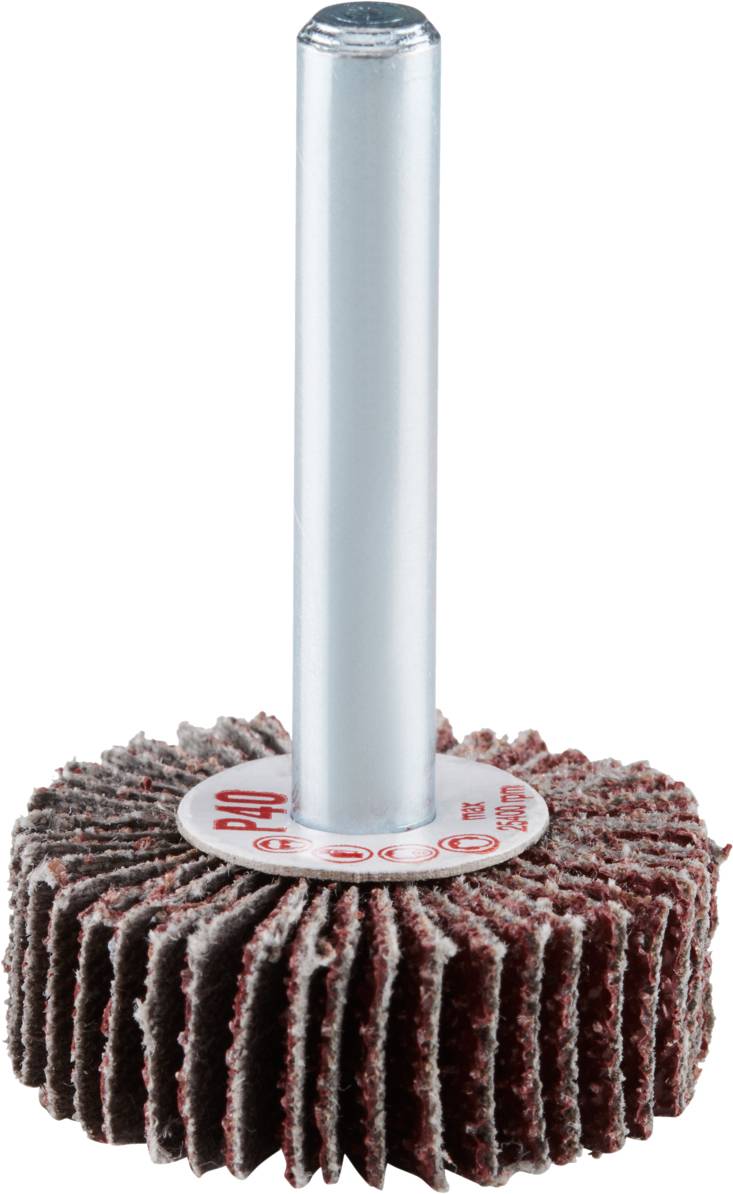 Schleifmoppen mit rundem Kopf und Metallschaft, zum Polieren und Schleifen von Oberflächen.