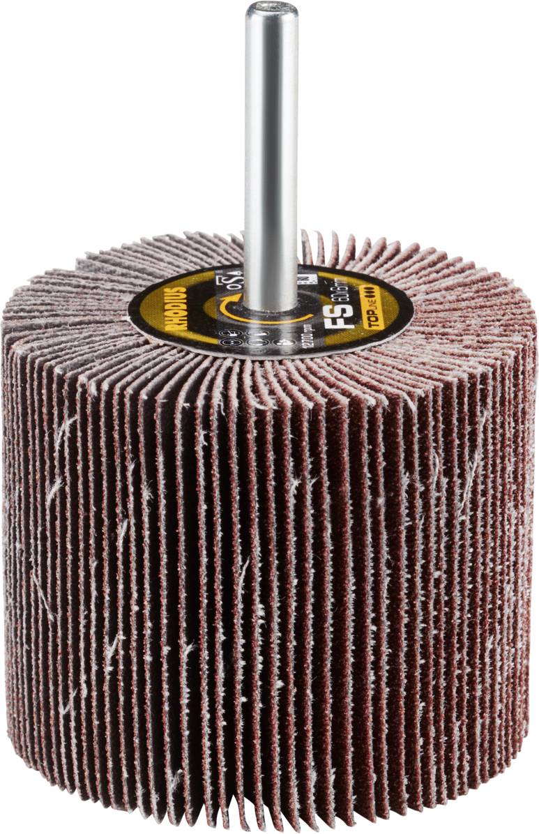 Schleifmop mit Metallstift, besteht aus vielen abrasiven Lamellen für die Oberflächenbearbeitung. Geeignet für Bohrmaschinen.