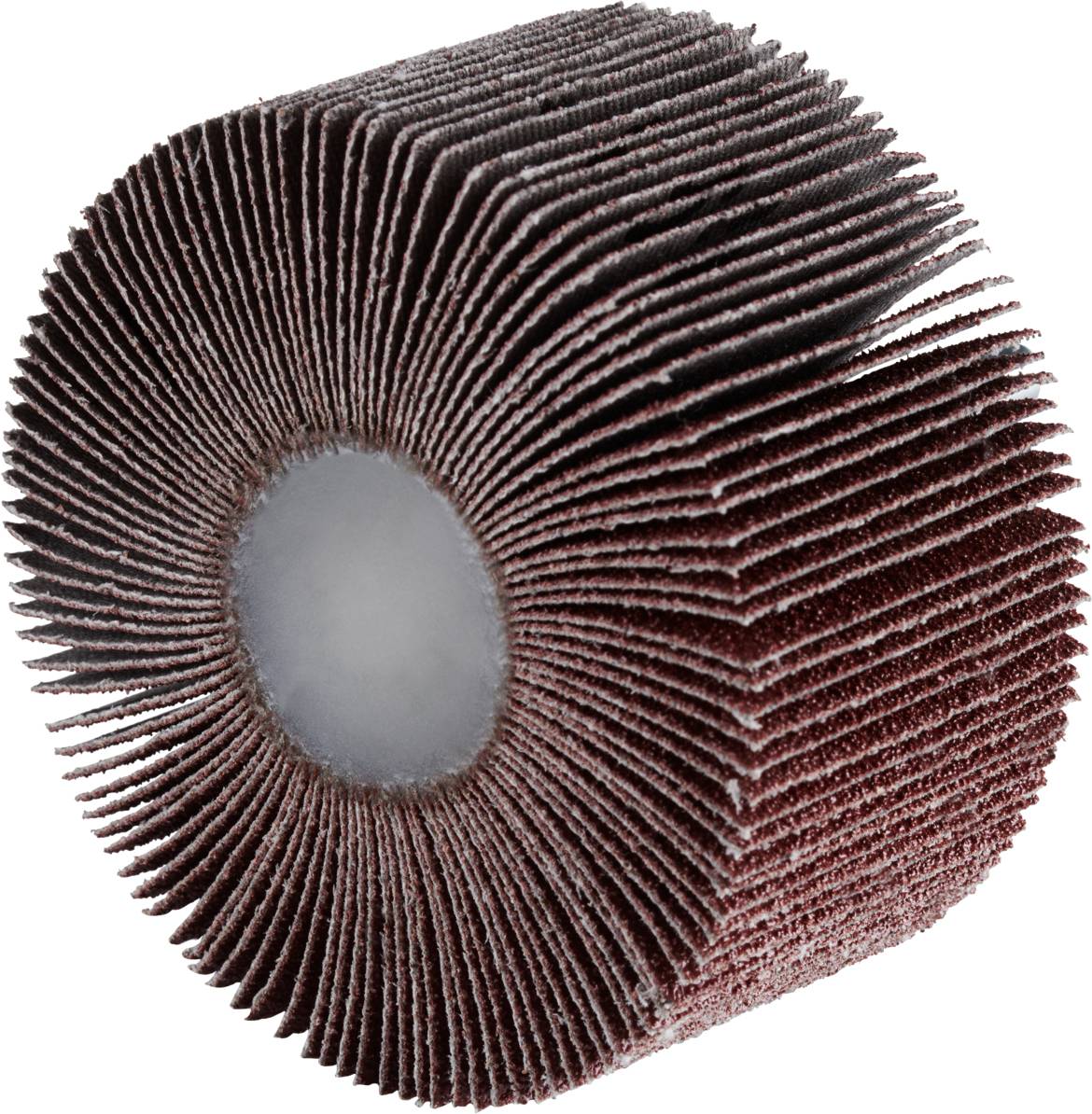 Eine Fächerschleifscheibe mit radial angeordneten Schleiflamellen, oft verwendet zum Schleifen von Metall oder Holzoberflächen.