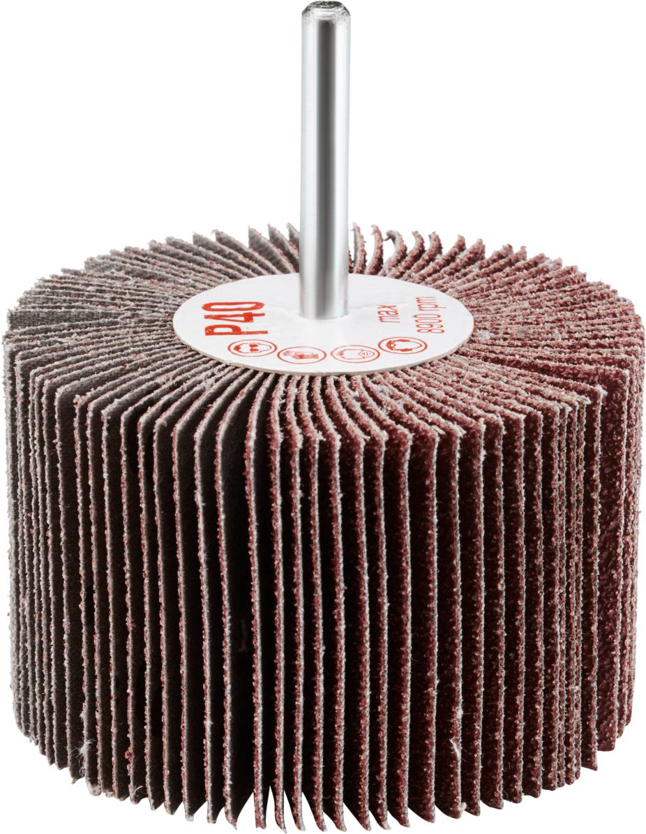 Schleifmop mit 40er-Körnung und Metallstift zur Befestigung, zur Oberflächenbearbeitung geeignet.