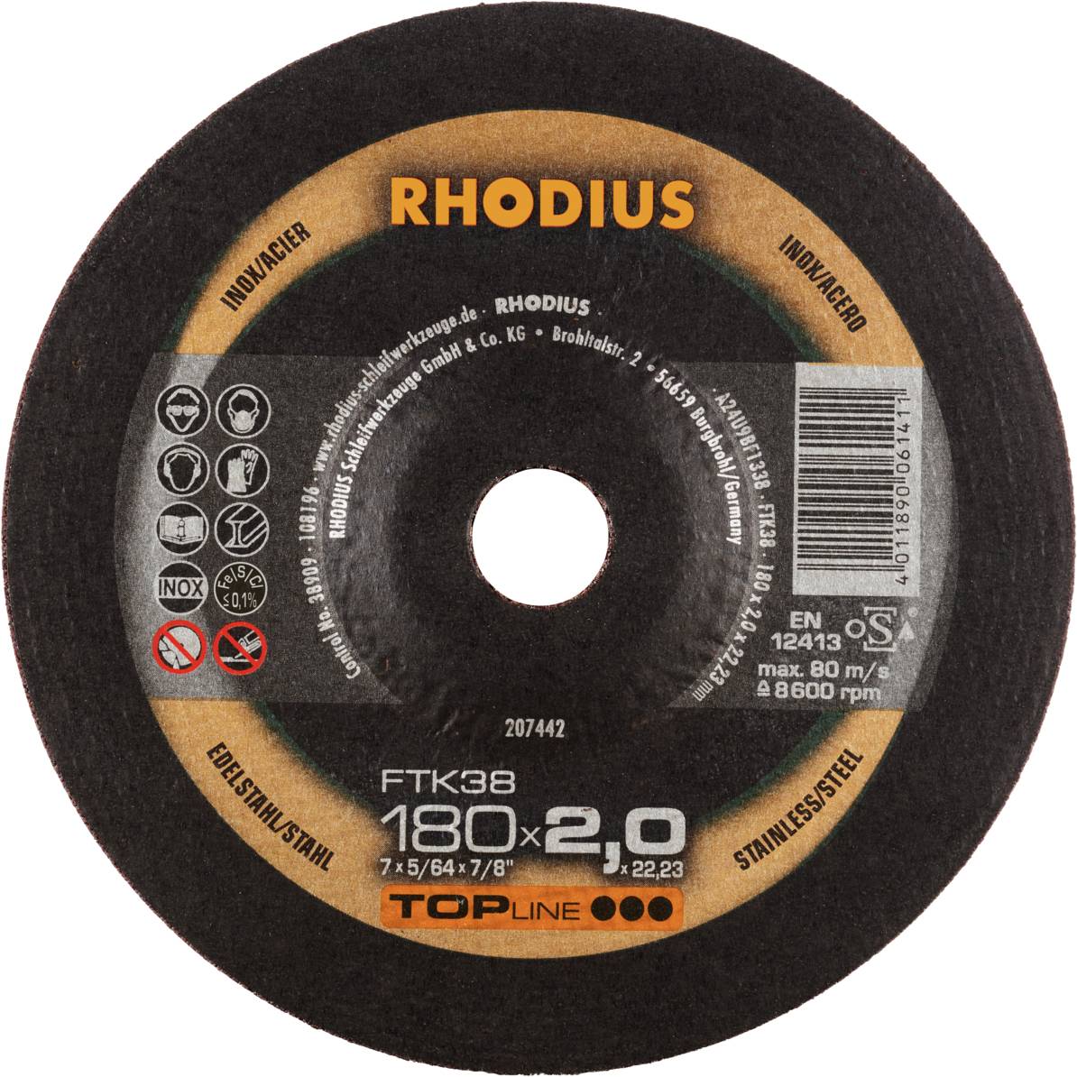 Rhodius FTK38 207442 Trennscheiben-Set 25 St. Edelstahl, Stahl