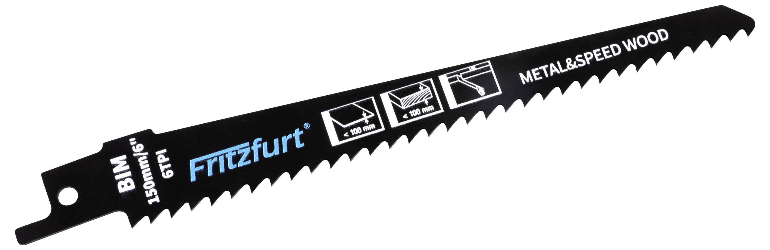 Eine schwarze 150-mm-Sägeblatt mit der Aufschrift 