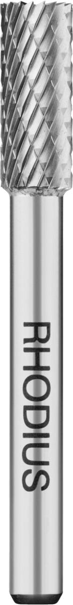 Metallschneidwerkzeug mit diamantbeschichteter Spitze. Auf dem Schaft steht 'RHODIUS'. Werkzeug dient zum Schleifen von Metall.