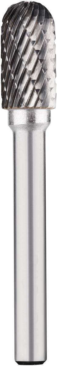 Metallschleifbohrer aus Stahl mit zylindrischem Schaft und geriffeltem Kopf, verwendet zur Bearbeitung und Formgebung von Materialien.