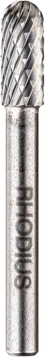 Ein metallischer Rotary-Fräser mit zylindrischer Spitze und geriffelter Oberfläche, geeignet für Präzisionsbearbeitung.