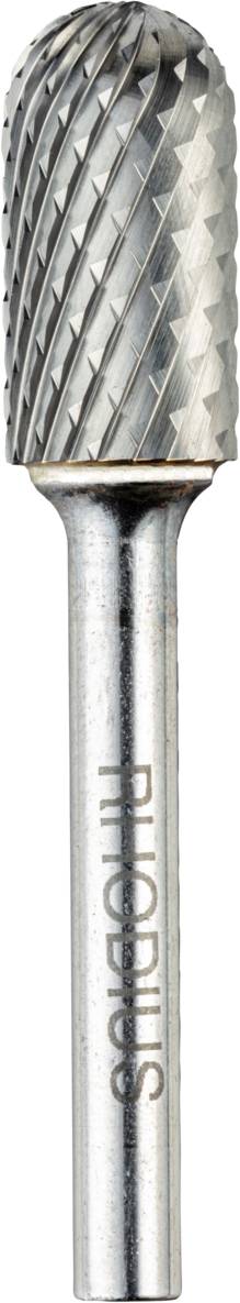 Ein zylindrischer Hartmetallfrässtift mit kreuzverzahnten Schneiden für Metallbearbeitung.