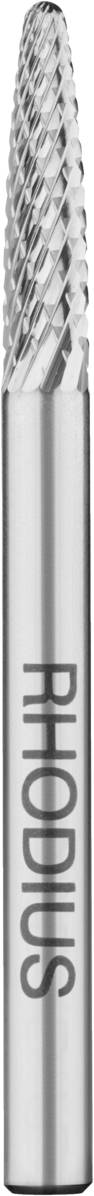 Ein zylindrischer Metallbohrer mit feiner Spitze und spiralförmigen Schneidkanten. Auf dem Bohrer steht 'PHOENIX'.