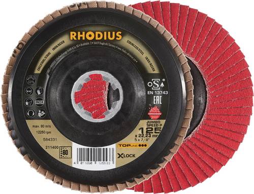 Rhodius 211400 JUMBO SPEED P X-LOCK Fächerschleifscheibe Körnung (num) 80 Edelstahl, Stahl 10 St.