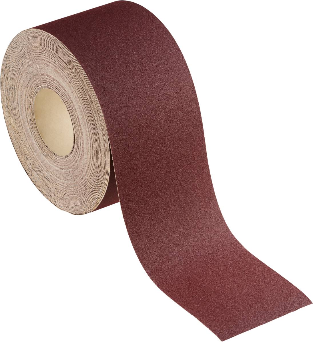 Eine Rolle mit braunem Schmirgelpapier, das für Schleifarbeiten verwendet wird.