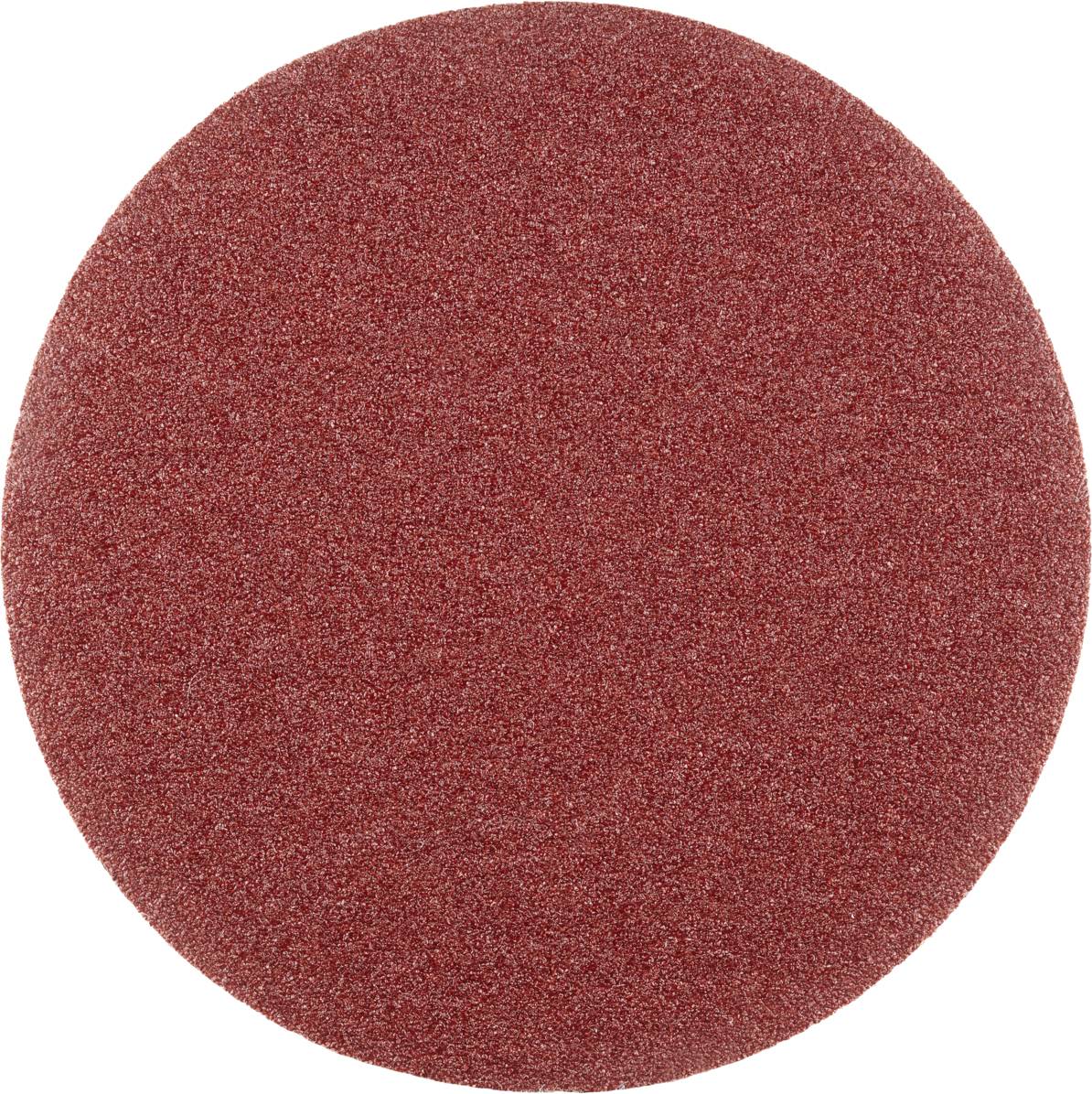 Ovales Stück Schleifpapier mit grober Körnung, rotbraune Farbe. Verwendet für das Glätten von Oberflächen in Handwerksarbeiten.