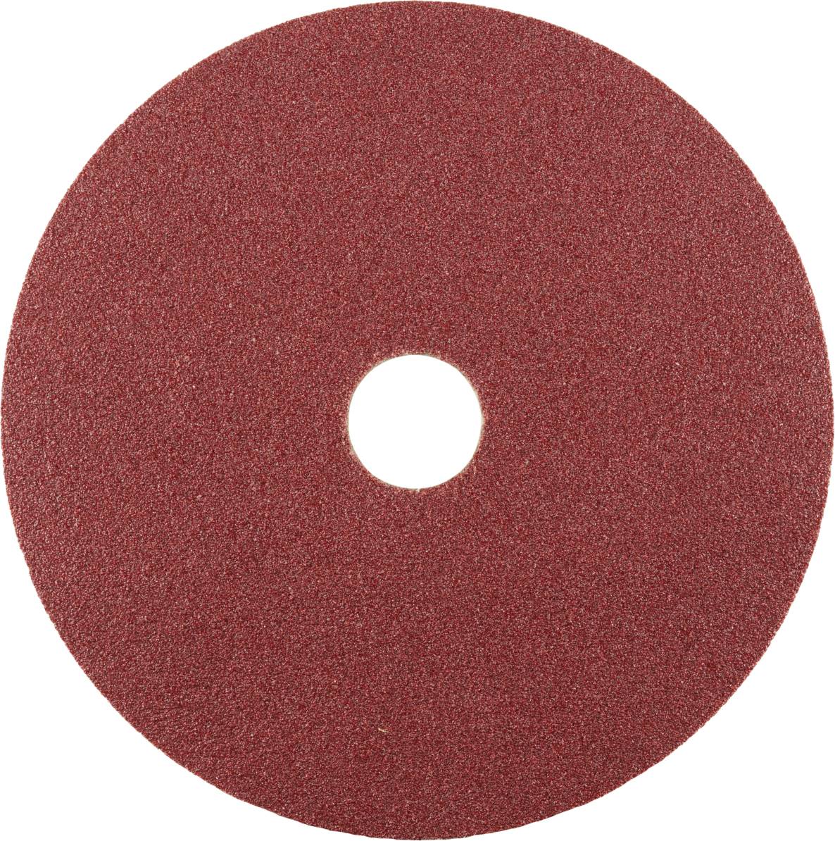 Ein roter Schleifpapier-Disc mit runder Form und Aussparung in der Mitte, geeignet für Schleifarbeiten auf verschiedenen Oberflächen.