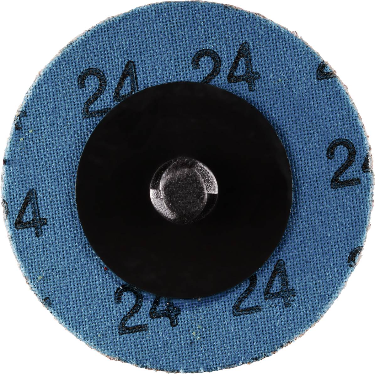 Ein rundes Schleifpapier mit der Zahl '24' mehrfach darauf. In der Mitte befindet sich ein schwarzes Befestigungselement.