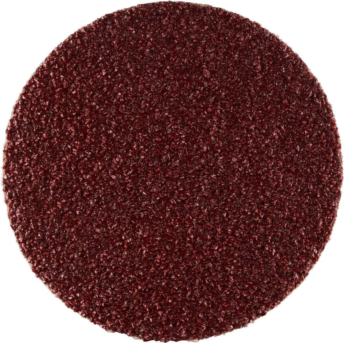 Runde Schleifscheibe mit rauer, rotbrauner Oberfläche, geeignet zum Abschleifen und Polieren von Materialien.