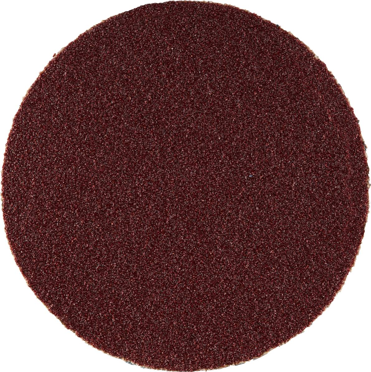 Ein ovales, rotbraunes Schleifpapier mit grober Körnung, geeignet für Holzarbeiten.