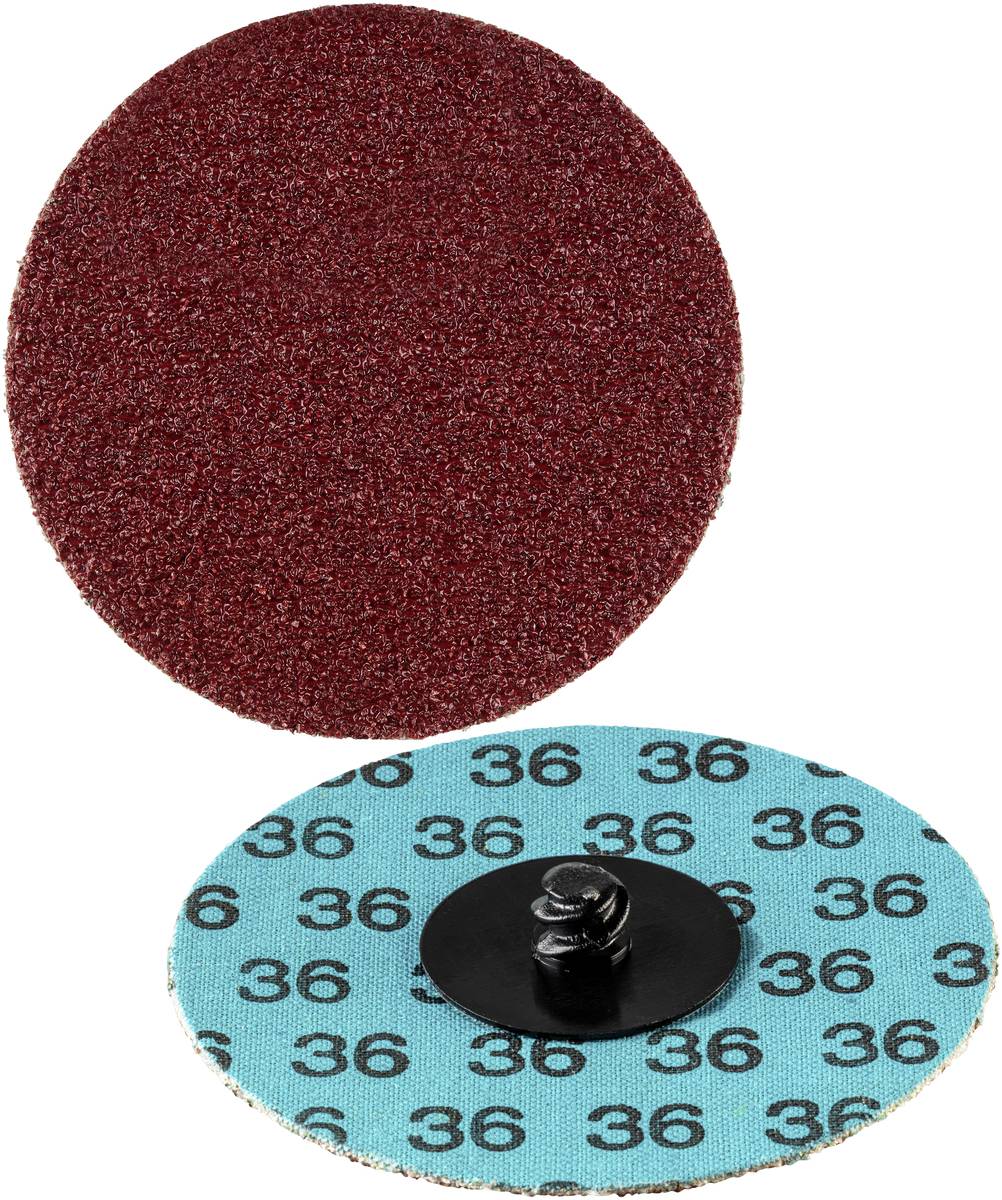 Schleifscheiben-Set: Vorderseite zeigt rötliche Schleifoberfläche; Rückseite mit blauer, 