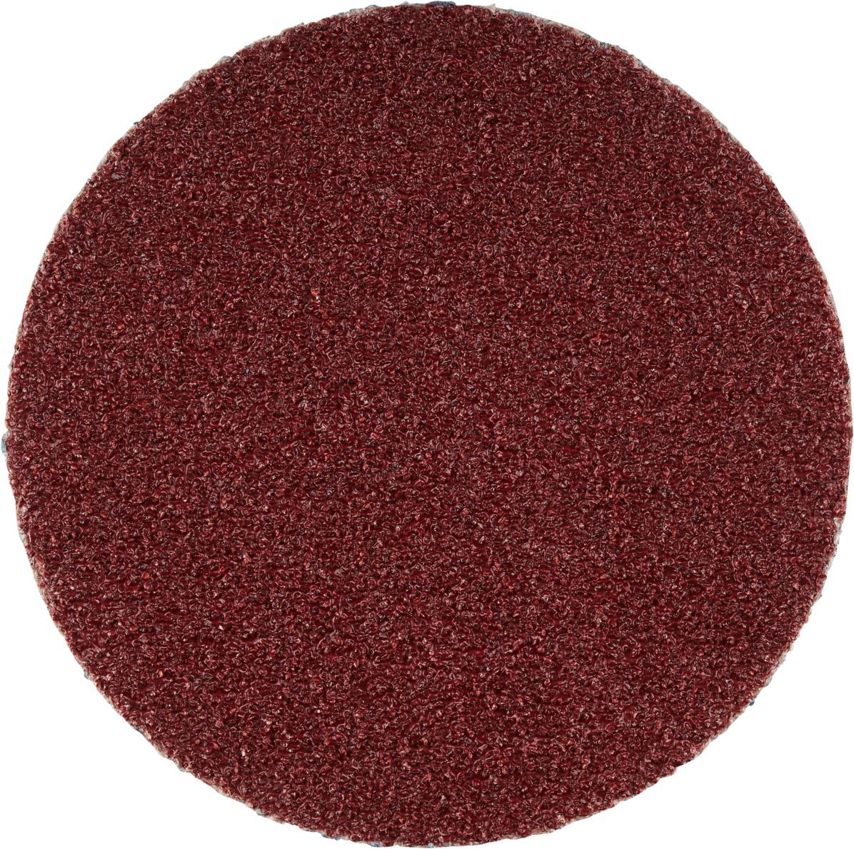 Ein rundes, rotes Schleifpapier mit grober Körnung, das für Schleifarbeiten verwendet wird.