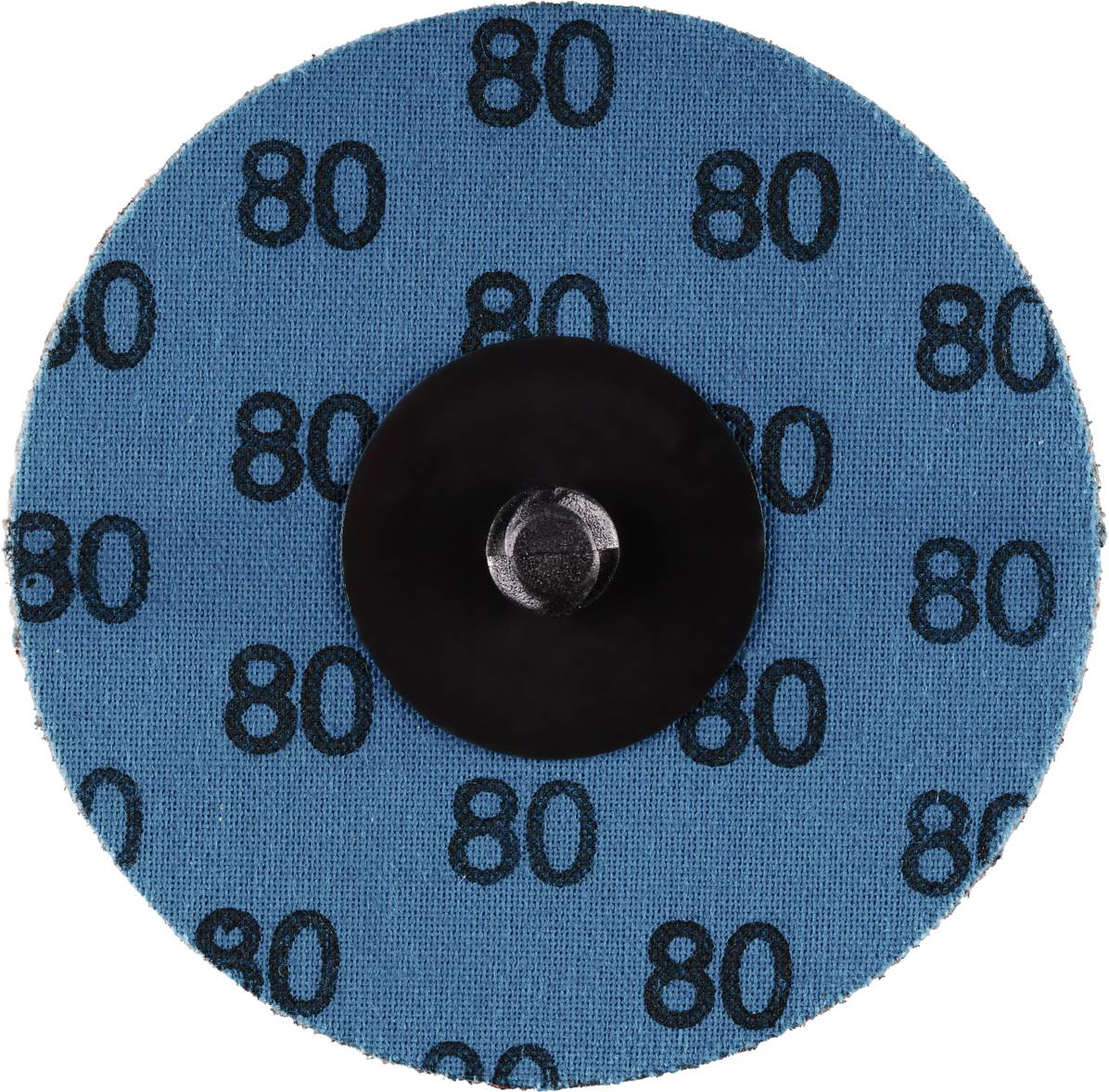 Schleifscheibe mit blauer Oberfläche und der Zahl '80' aufgedruckt. Sie hat eine zentrale Befestigungsöffnung.