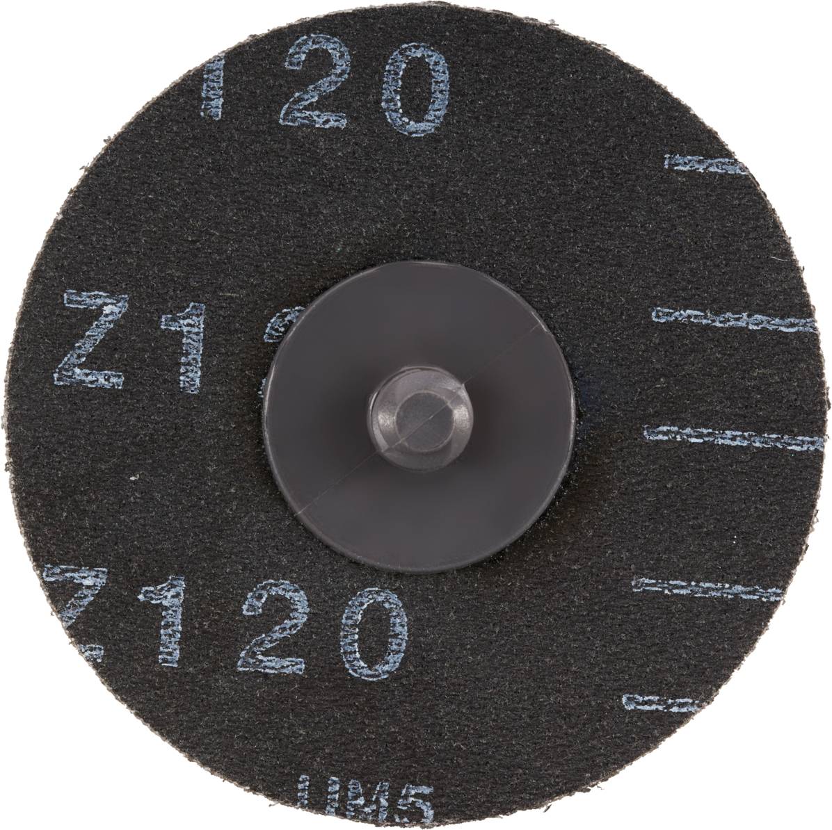 Schleifscheibe mit der Aufschrift 'Z120'. Sie wird für Schleifarbeiten verwendet, zeigt mittigen Befestigungspunkt.