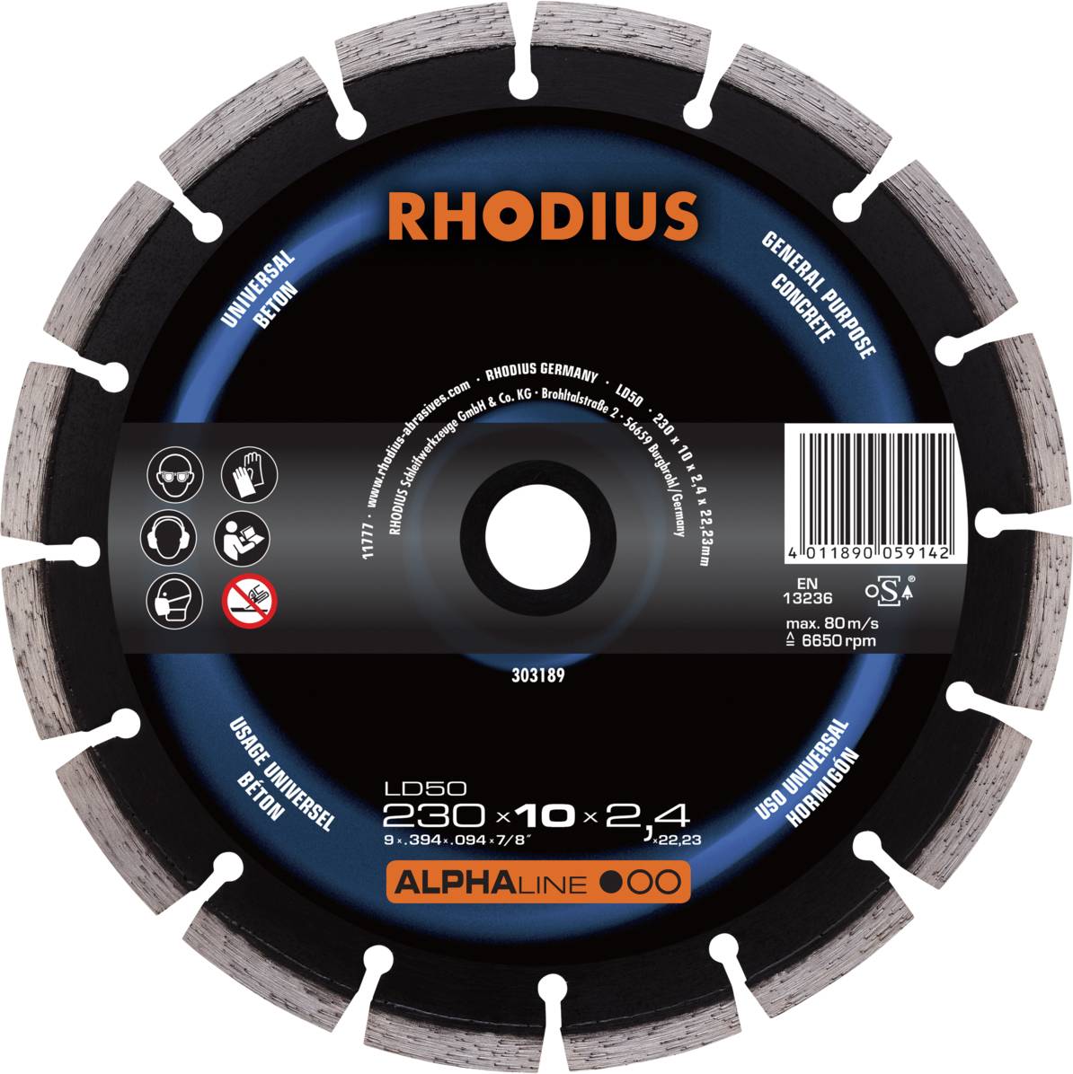 Rhodius LD50 303189 Diamanttrennscheibe 1 St. Beton
