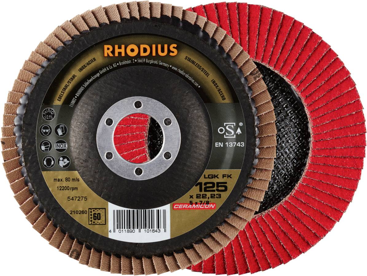 Rhodius 210260 LGK FK Fächerschleifscheibe Edelstahl, Stahl 10St.