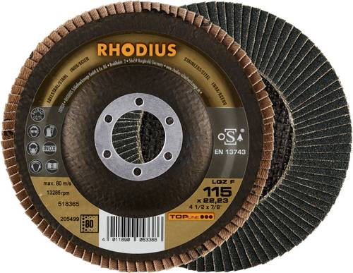 Rhodius 205499 LGZ F Fächerschleifscheibe Körnung (num) 80 Edelstahl, Stahl 10 St.