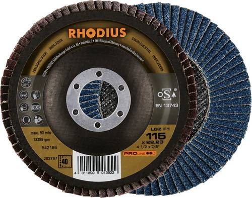 Rhodius 202767 LGZ F1 Fächerschleifscheibe Körnung (num) 40 Edelstahl, Stahl 10 St.