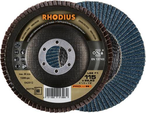 Rhodius 202776 LGZ F1 Fächerschleifscheibe Körnung (num) 60 Edelstahl, Stahl 10 St.